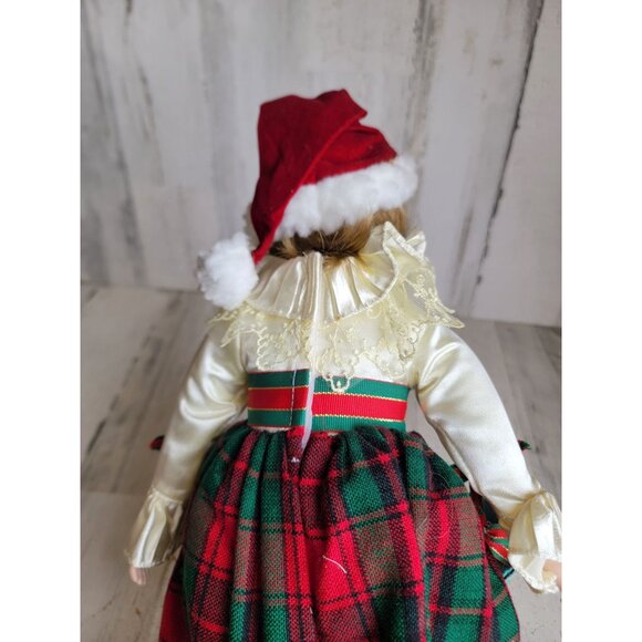 Victorian porcelain Cathy doll Xmas home decor unique plaid - Picture 9 of 10